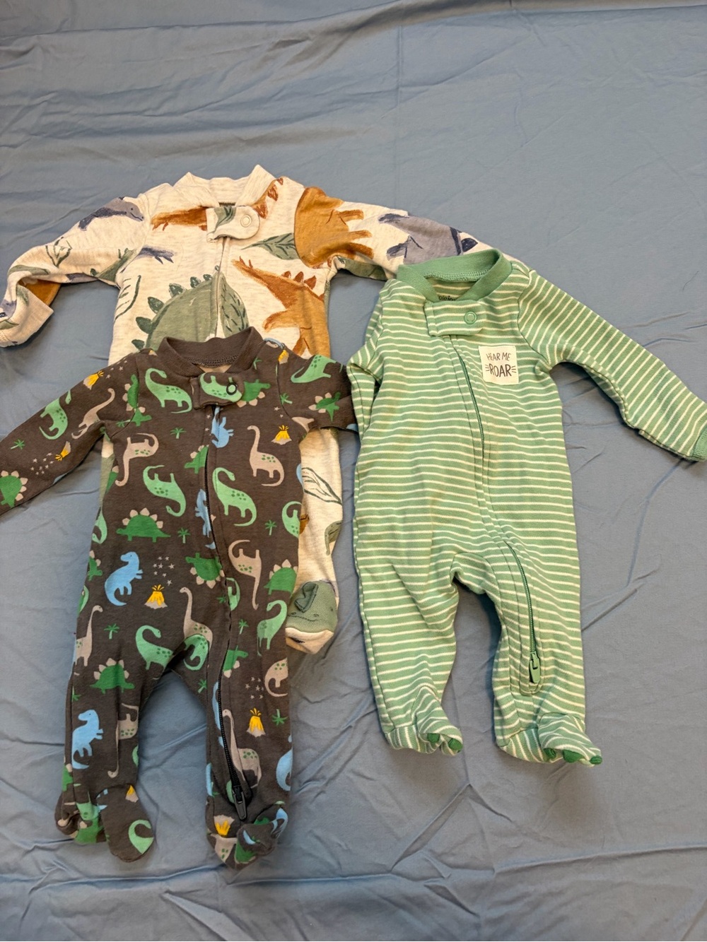 Preemie Dino Footed Sleepers - Set of 3